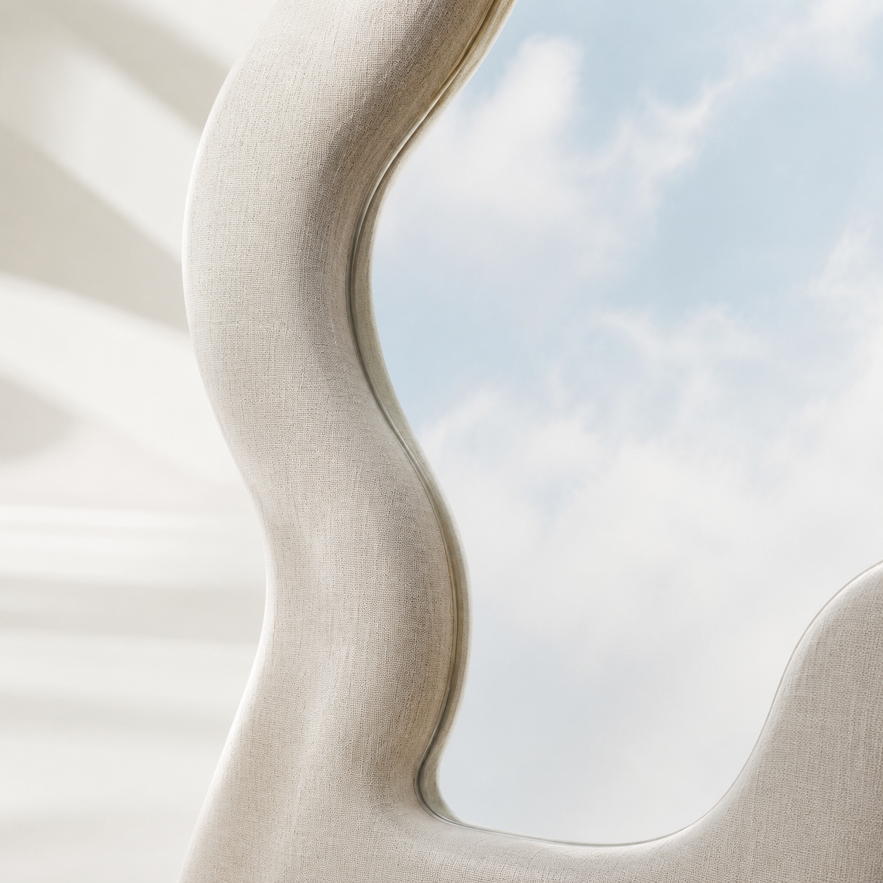 Close-up of an ivory mirror frame