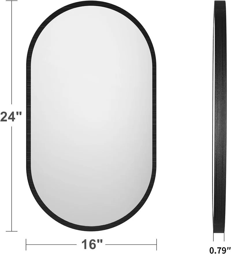 Elegant Oval Bathroom Mirror with Black Frame - Image 3
