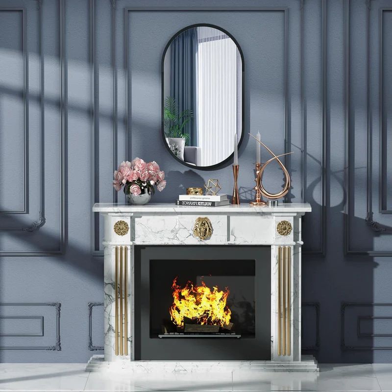 Elegant Oval Bathroom Mirror with Black Frame - Image 2