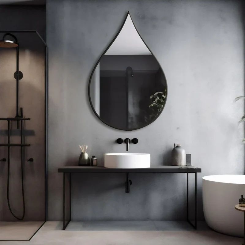 Teardrop Wall Mirror in Modern Black Frame - Image 3