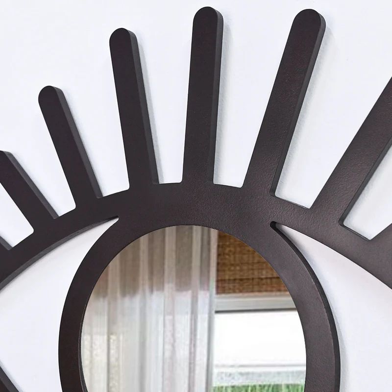 Evil Eye Shaped Crafted with Black Finish Wooden Mirror - Image 3