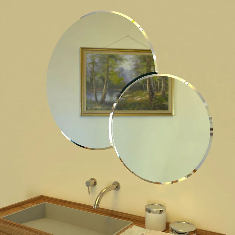 Scandinavian Frameless Beveled Dual Round Bathroom Mirror - Image 3
