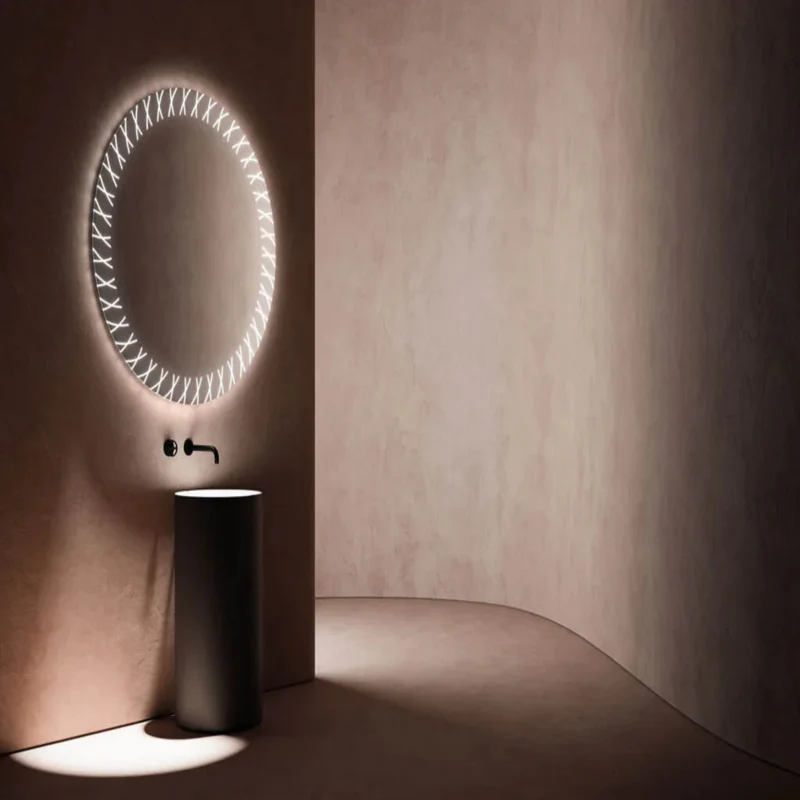 Cris Cross Designer Border Pattern LED Bathroom Mirror - Image 4