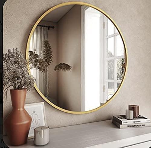 Elegant Circle Wall Mirror with Slim Golden Frame - Image 3