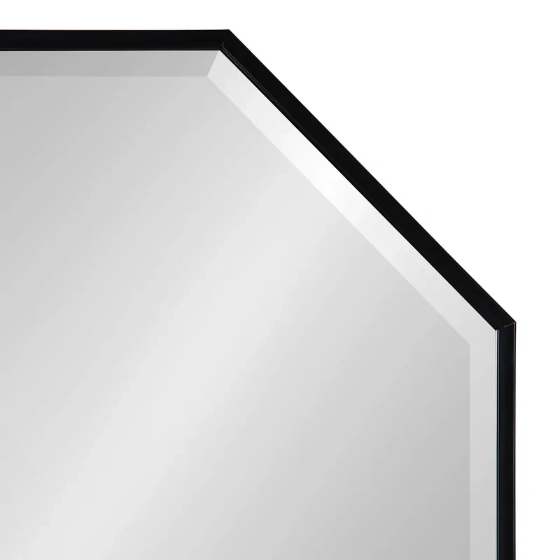 Minimalist Octagon Artistic Black Framed Metal Finish Bathroom Mirror - Image 5