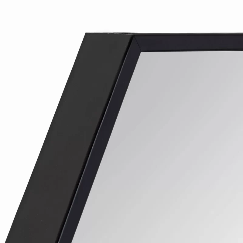 Minimalist Octagon Artistic Black Framed Metal Finish Bathroom Mirror - Image 3