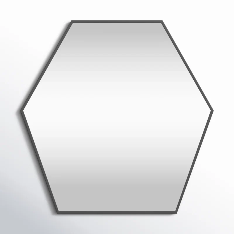 Modern Hexagon Shape Black Wooden Wall Mirror - Image 5