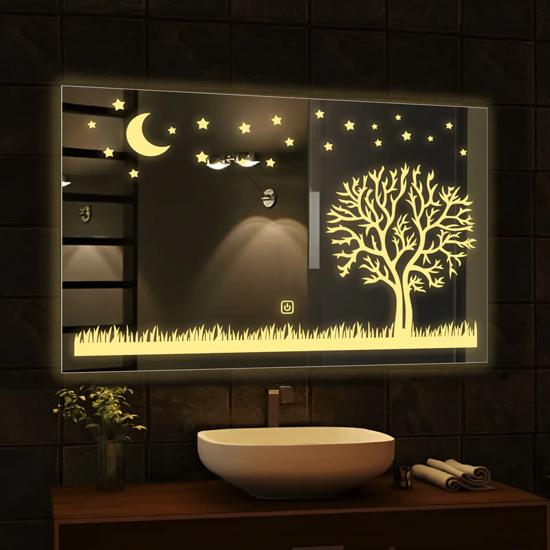Rectangular Beautiful Moon Night Theme Based LED Bathroom Wall Mirror - Image 2