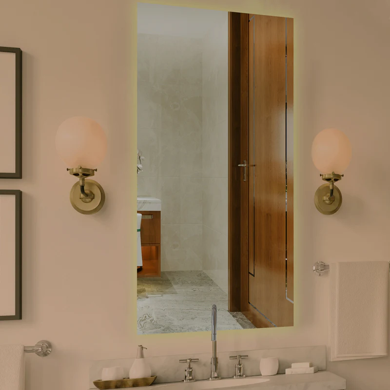Chic & Minimalist Rectangular Bathroom Mirror With LED - Image 2