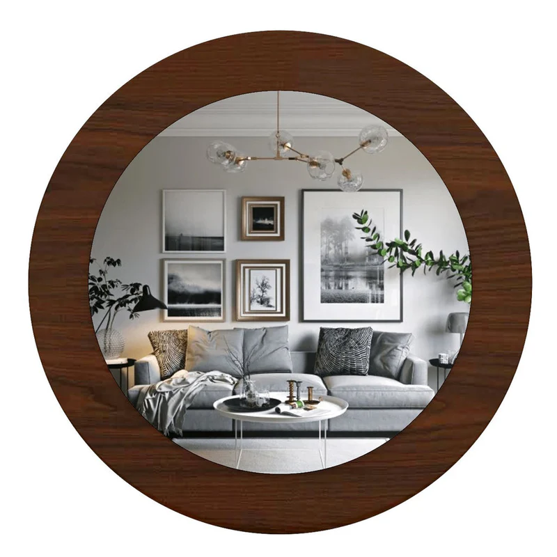 Decorative Round Shape Wooden Wall Mirror - Image 4