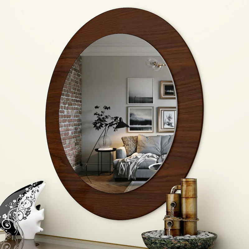Decorative Round Shape Wooden Wall Mirror - Image 3