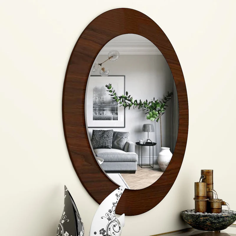 Decorative Round Shape Wooden Wall Mirror - Image 2