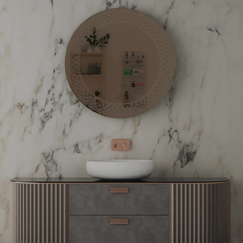 Modern Designed Round Shape Bathroom LED Mirror - Image 2